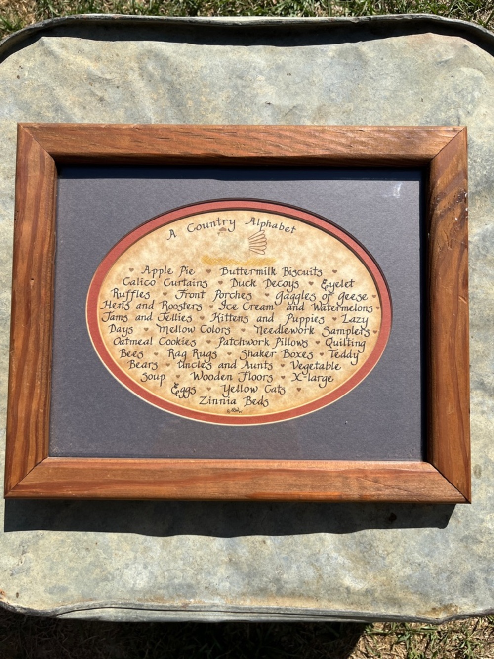 Framed Country Alphabet Wall Art – Brown Frame, Cream Oval Print